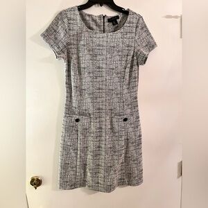 Tahari Black and White Tweed Midi Dress